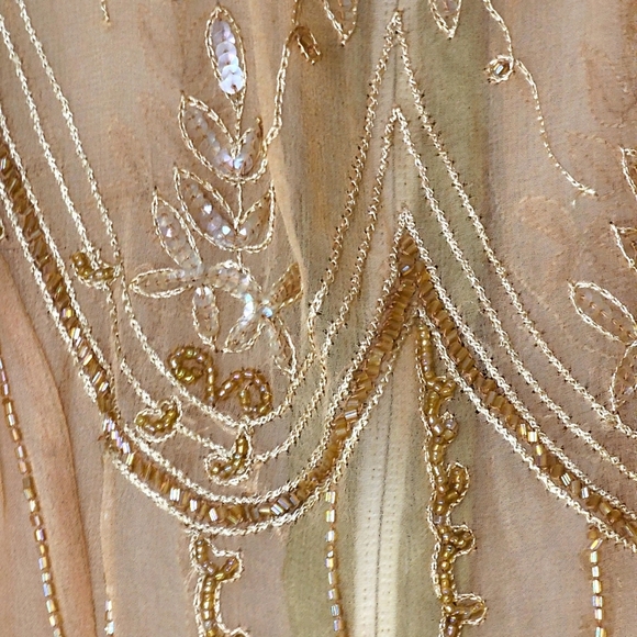 Kenneth Cole top pure silk gold heavily emroidered diamantes size 8 - Picture 8 of 16